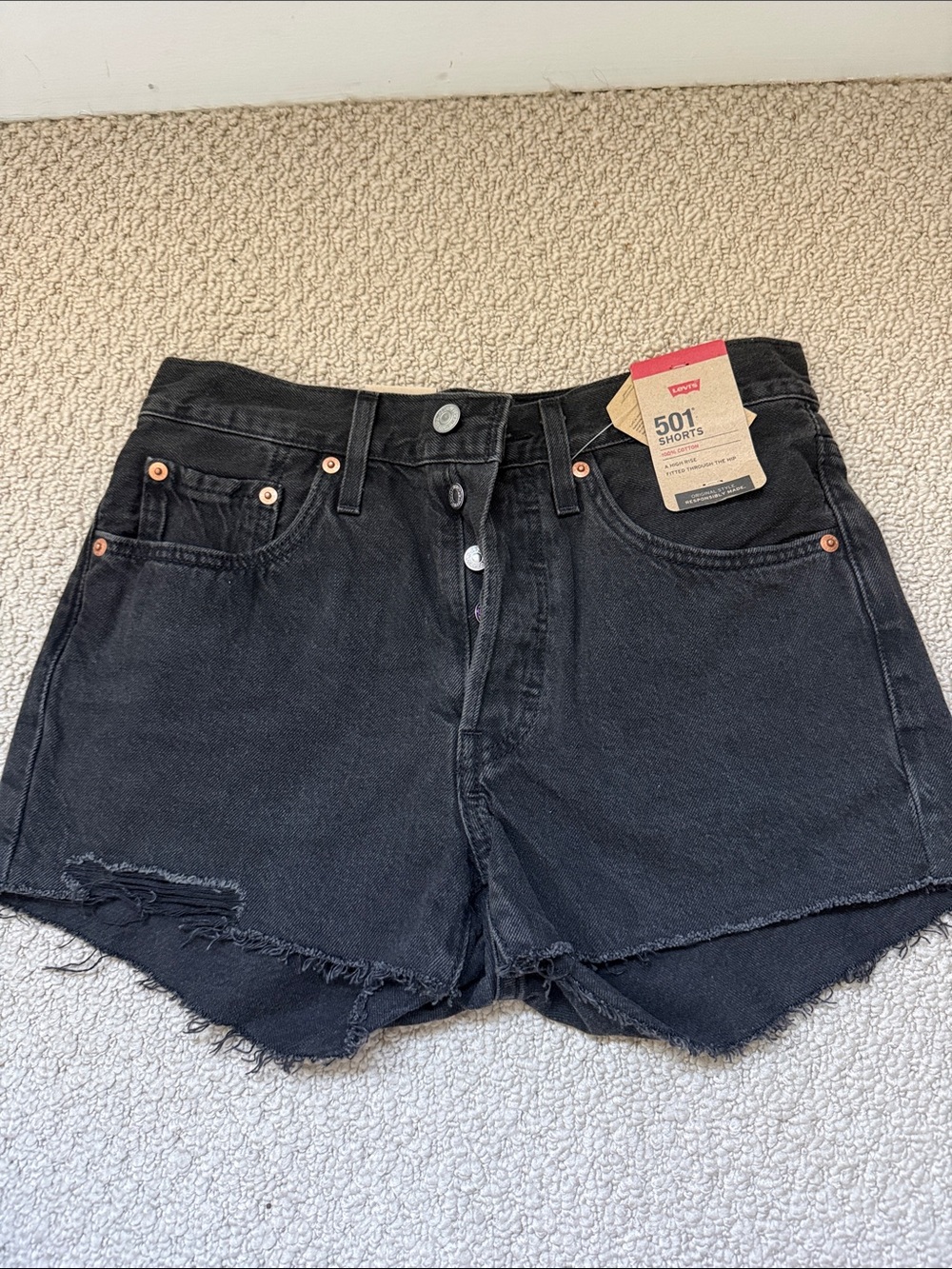 Levi's Black 501 Cutoff Denim Shorts